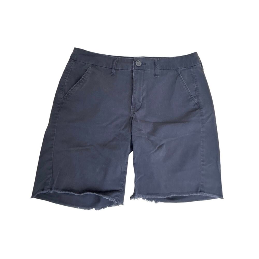 American Eagle Boyfriend Shorts Size 6 Navy Raw Hem Stretch Casual Mid Rise